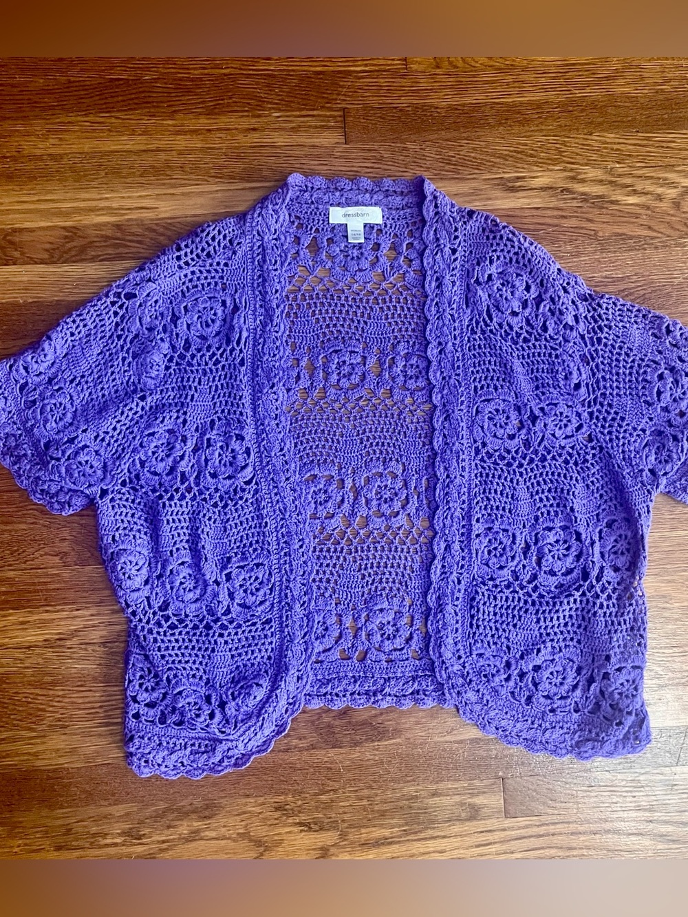 Y2k purple crochet cardigan shrug bolero Fairy hippie 14 16